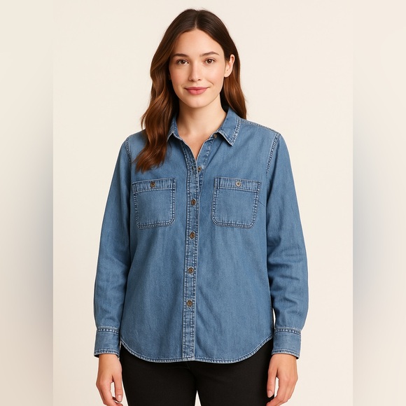 [BLANKNYC] Medium Wash Denim Chambray Shirt – Size Medium (NWT) - Picture 1 of 7